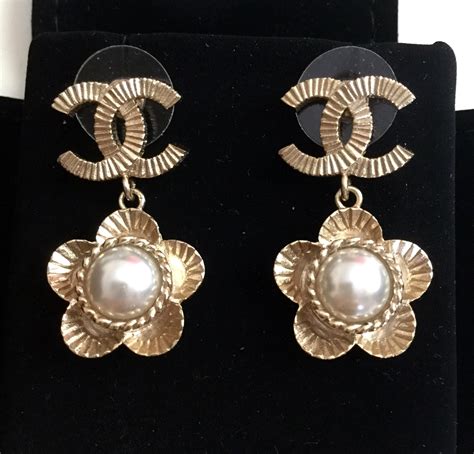 chanel camellia earrings replica|chanel camellia pearl earrings.